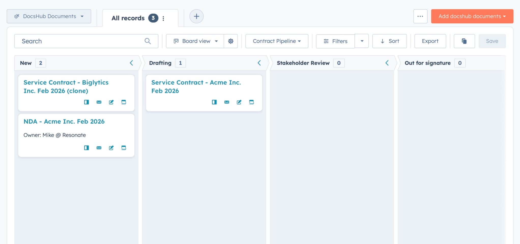 Gestión documental para HubSpot - pipelines y editor DocsHub para gestionar documentos HubSpot