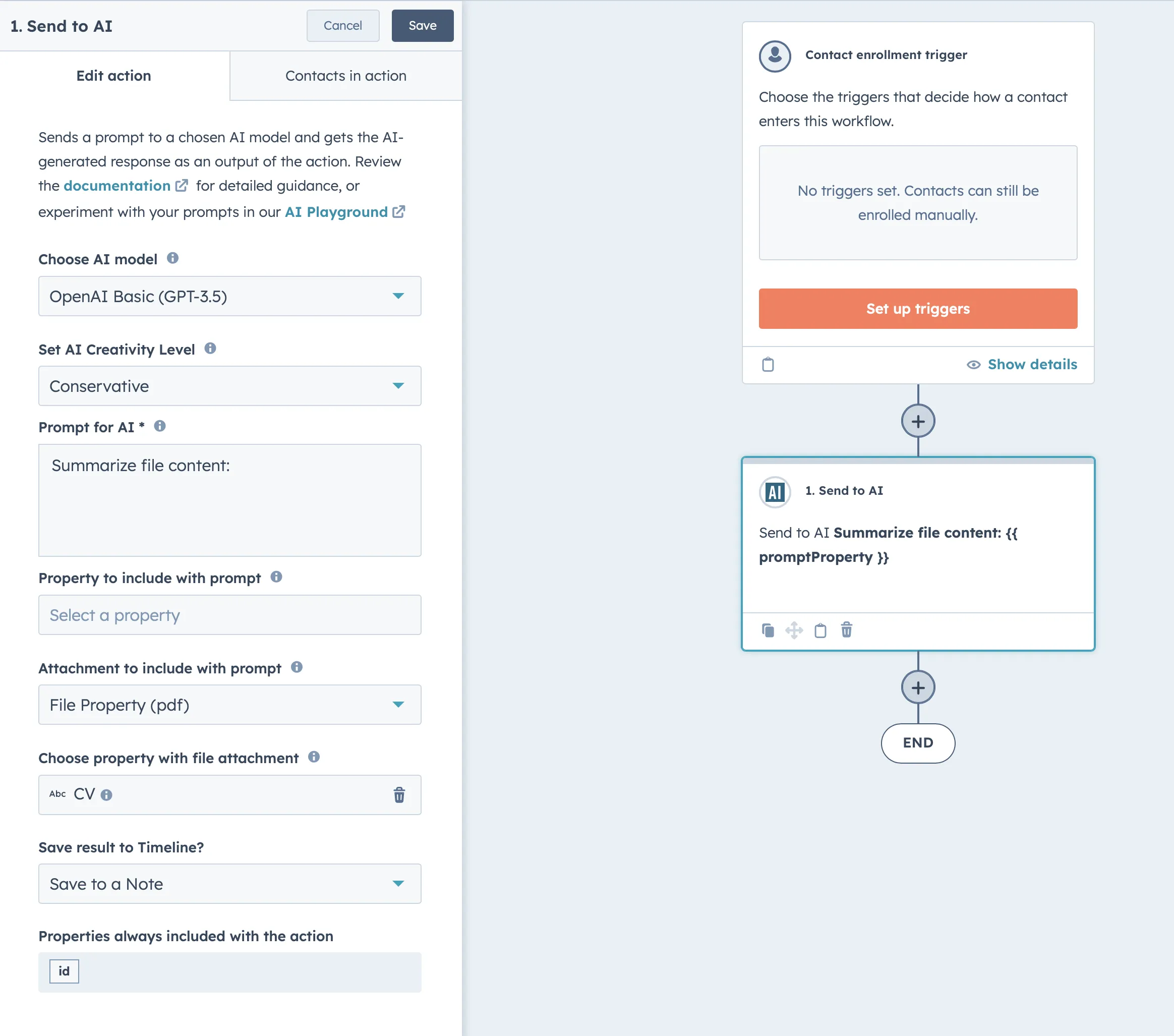 AI Studio Update: Send to AI HubSpot Workflow Action Now Supports File Attachments