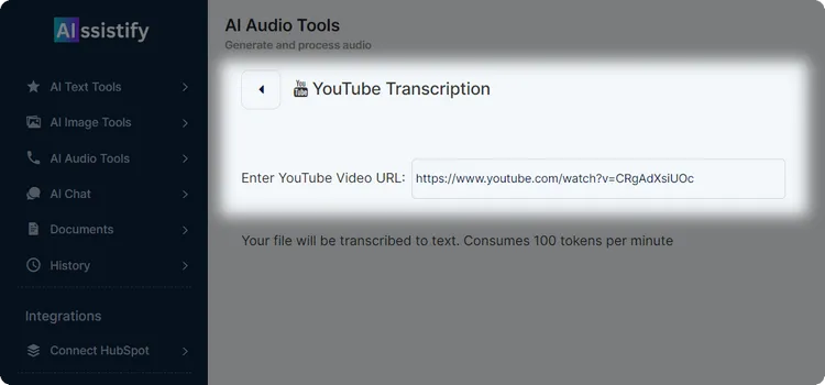 AIssistify: Transcribe YouTube Videos