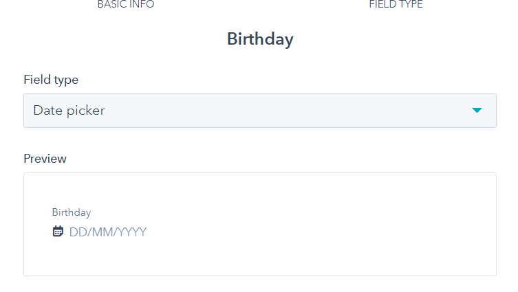date picker on hubspot