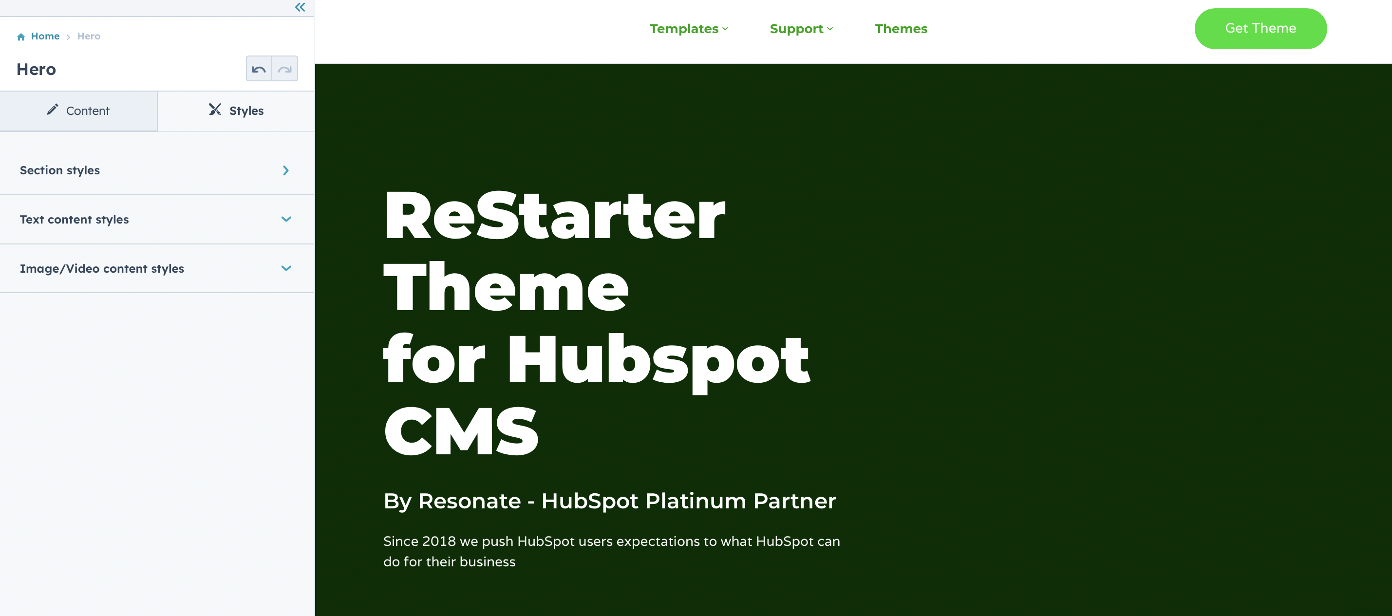 ReStarter - documentation - style settings